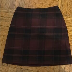 Plaid A-Line Skirt in Burgundy